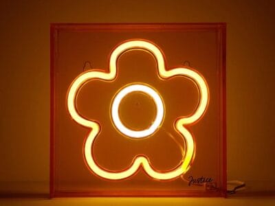 Justice Neon Flower Smile Lamp, Orange, Justice Neon flower lamp