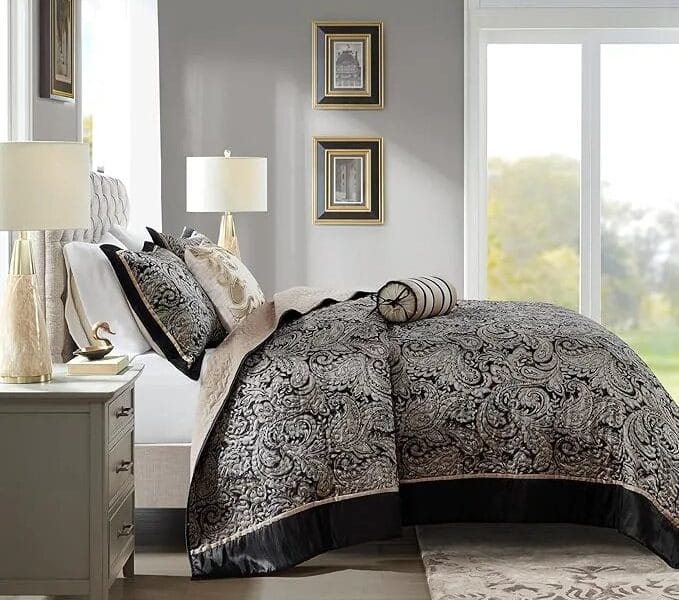 Aubrey Black Paisley 4 pc Bedspread King Set by Madison Park