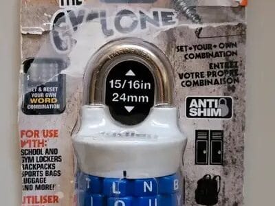 Dudley Cyclone Set-Your-Own Combination Lock Letter Combination Vertical