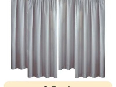 (2 pack) Eclipse Draft Stopper Room Darkening Fleece Lined Rod Pocket, Single Curtain Panel, Silver, 42″ W x 63″ L
