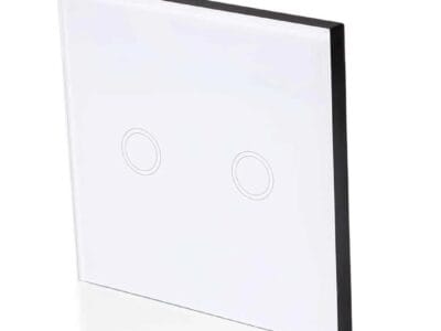 Minitiger EU Smart Home Wifi Wall Light Touch Switch 2 Gang WiFi/433 RF/APP Remote Wifi Light Switch Crystal Glass Panel Color White