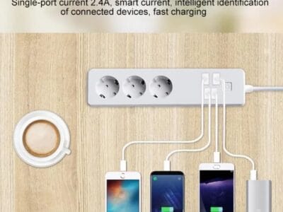 WiFi Remote Control Smart Power Socket Works with Alexa & Google Home 4 x USB Ports + 3 x EU Plug Jack Cable Length: 1.8m AC 90-265V EU Plug