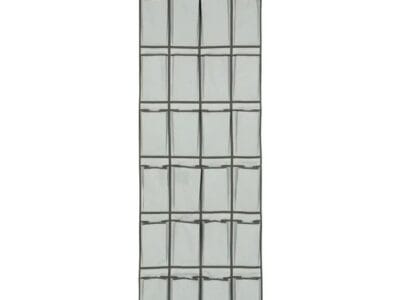 Mainstays Over the Door Shoe Organizer, Hanging Shoe Holder with 24 Extra Large Fabric Pockets for Storage Men Sneakers , Women High Heeled Shoes, and other accessories, Grey, Item size: 22 W x 1D x 63.5 H inch; Grey color
