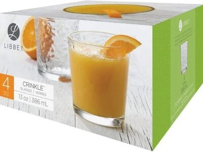 Libbey Crinkle Double-Old-Fashioned Glasses, Set of 4, 13 oz/386 mL