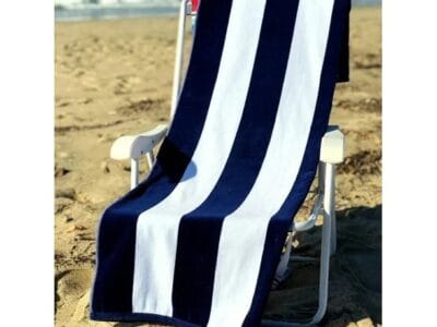 Beach Pool Towel, Cabana Striped One Side Terry and One Side Velour, 32×70 inches