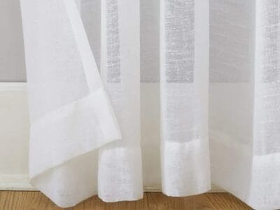 Archaeo Slub Textured Linen Blend Grommet Top Curtain, 52″x95″, White