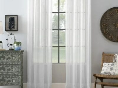 Archaeo Slub Textured Linen Blend Grommet Top Curtain, 52″x95″, White