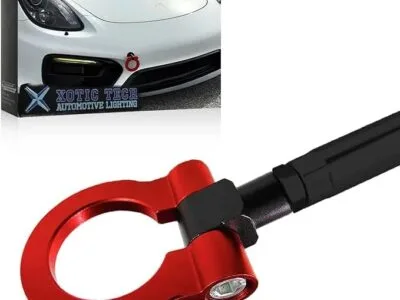 Sport Track Racing Style CNC-Aluminium-Abschlepphaken zum Anschrauben, Frontstoßstange, kompatibel mit Porsche Panamera, Carrera 911 991 (Rot)