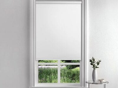 Mainstays Tear-to-Fit Blackout Vinyl Roller Shade White 55-1/4″ x 66″