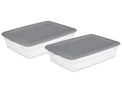 Sterilite Set of (2) 28 Qt. Storage Boxes Plastic, Titanium