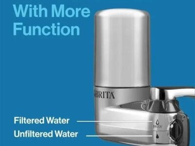 Brita Water Filter for Sink, Faucet Mount Water Filtration System for Tap Water, Reduces 99% of Lead, Chrome