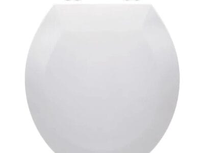 Mainstays MS Round White Plastic Toilet Seat, Easy Clean