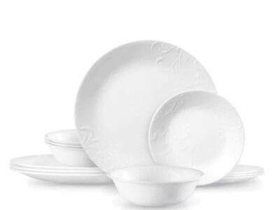 Corelle Madeline Embossed Dinner Set – White 12 Piece