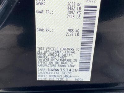 NISSAN ALTIMA 2022 in perfect condition , 4 cylinders