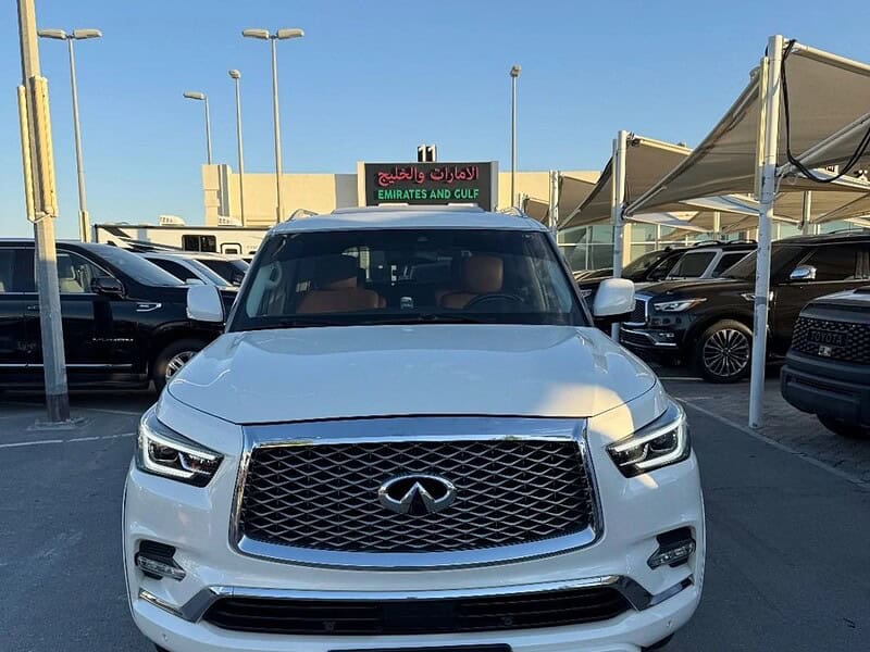 2020 Infiniti QX80 Excellence 5.6 litre 8 Cylinder Engine White Tan GCC Specs