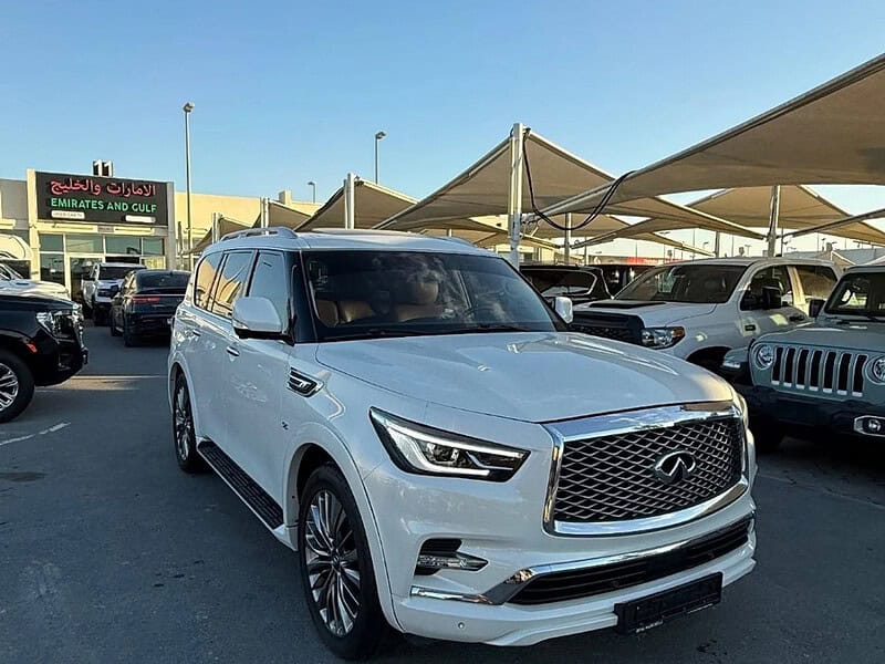 2020 Infiniti QX80 Excellence 5.6 litre 8 Cylinder Engine White Tan GCC Specs