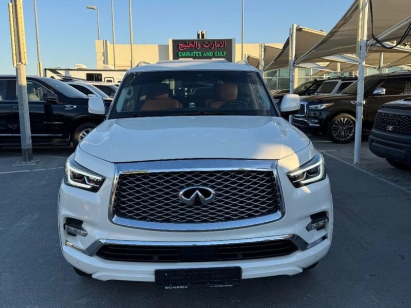 2020 Infiniti QX80 Excellence 5.6 litre 8 Cylinder Engine White Tan GCC Specs