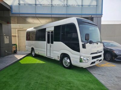 2017 Toyota Coaster Toyota DIESEL V6 4.2L White Beige GCC Specs