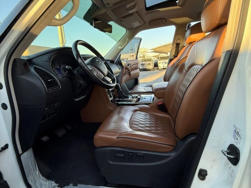 2020 Infiniti QX80 Excellence 5.6 litre 8 Cylinder Engine White Tan GCC Specs