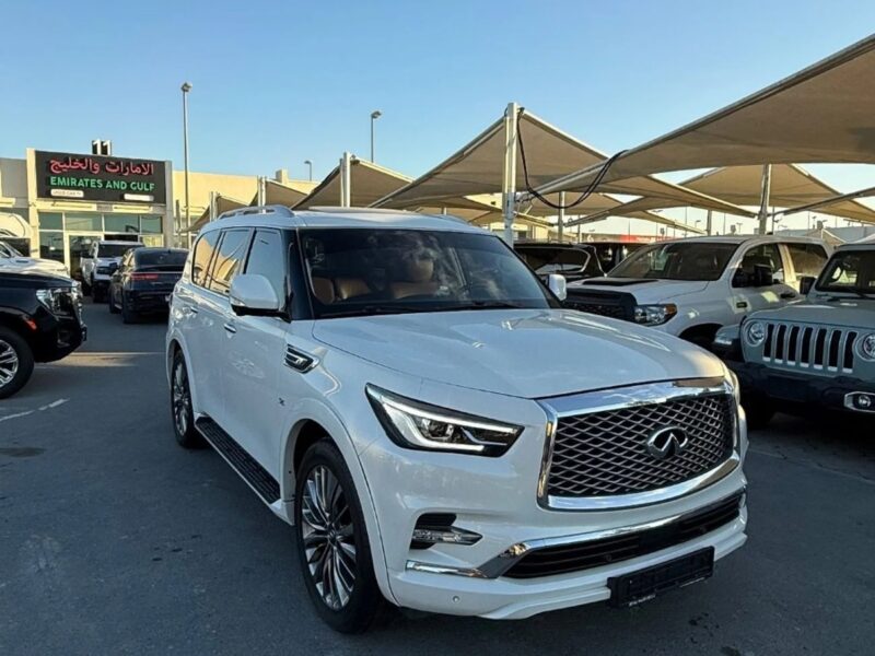 2020 Infiniti QX80 Excellence 5.6 litre 8 Cylinder Engine White Tan GCC Specs