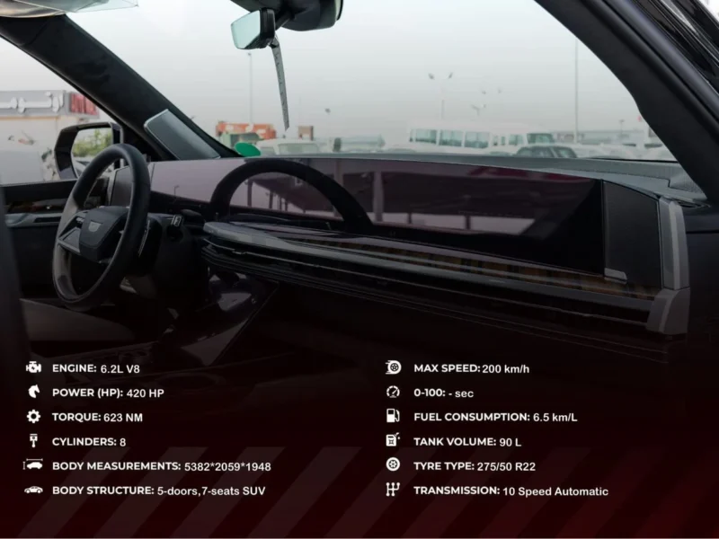 2025 Cadillac Escalade Sport Platinum 6.2L 4WD Black White SUV GCC Specs