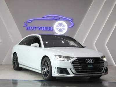 2019 Audi A8 L 60 TFSI quattro 4.0-liter twin-turbocharged V8 Engine White Brown Sedan