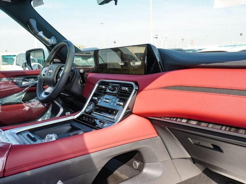 2025 Nissan Patrol Platinum 3.5-liter V6 Twin-Turbo Engine White Burgundy SUV GCC Specs