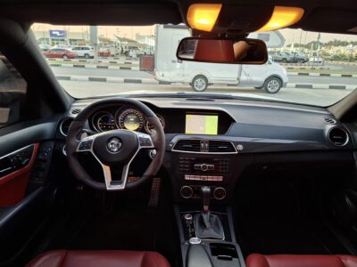 2012 Mercedes-Benz C63 AMG 6.2-liter V8 Petrol Engine White Red Sedan RWD