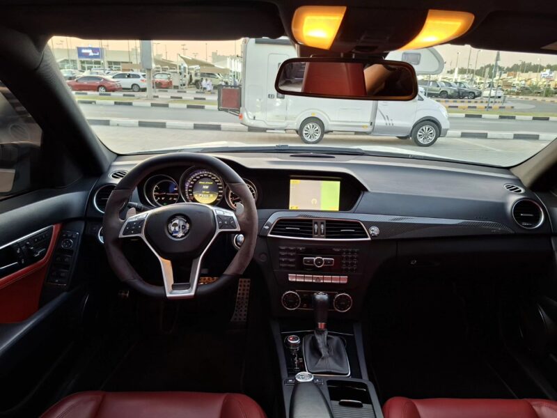 2012 Mercedes-Benz C63 AMG 6.2-liter V8 Petrol Engine White Red Sedan RWD