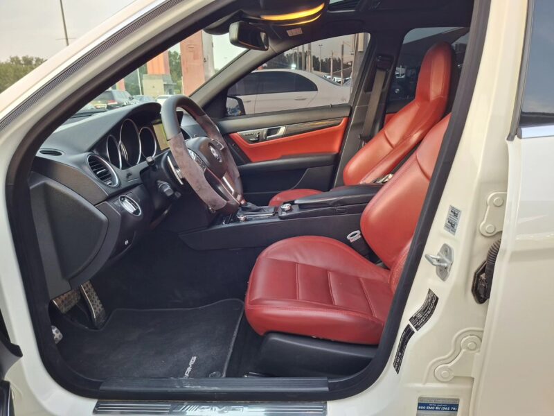 2012 Mercedes-Benz C63 AMG 6.2-liter V8 Petrol Engine White Red Sedan RWD