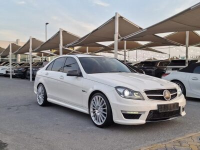 2012 Mercedes-Benz C63 AMG 6.2-liter V8 Petrol Engine White Red Sedan RWD