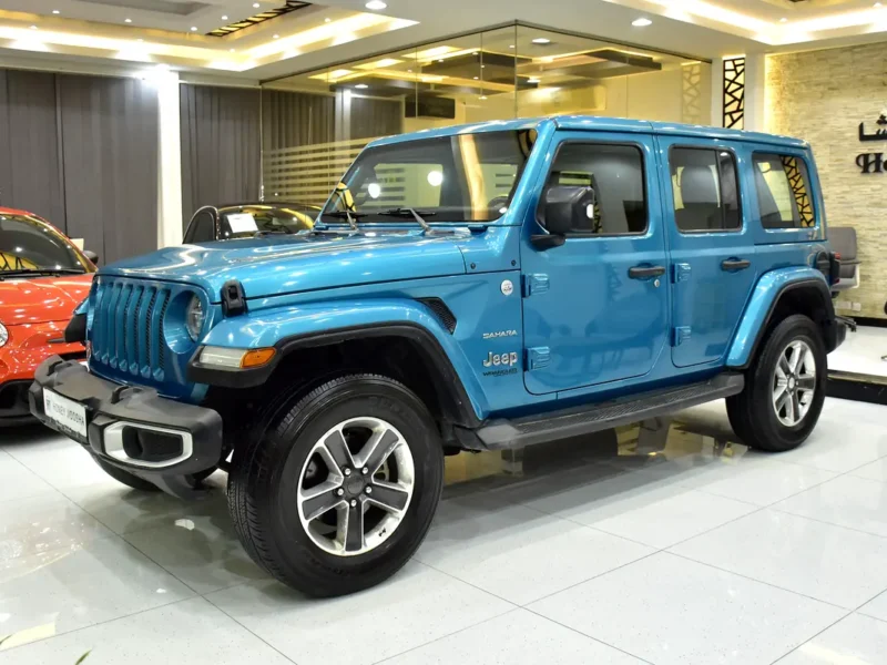 2020 Jeep Wrangler Unlimited Sahara 6 Cylinder Petrol Engine Blue Tan SUV GCC