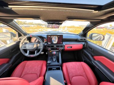 2025 Toyota Tacoma TRD Pro 2.4L i-FORCE MAX turbocharged 4-cylinder Engine Black Red Pickup