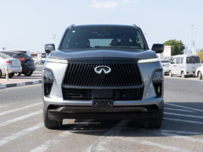2025 Infiniti QX80 Autograph 3.5-liter V6 Twin-Turbocharged Engine Silver Red SUV