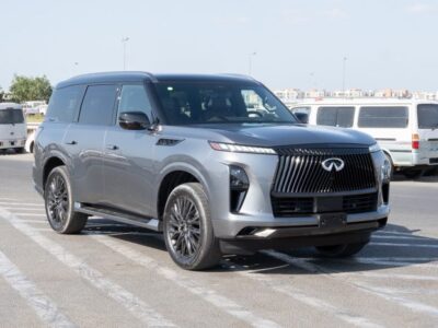 2025 Infiniti QX80 Autograph 3.5-liter V6 Twin-Turbocharged Engine Silver Red SUV