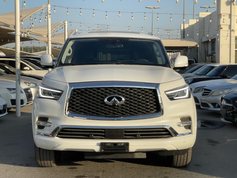 2019 Infiniti QX80 5.6 Liters naturally aspirated V8 Petrol Engine White Black SUV Automatic.