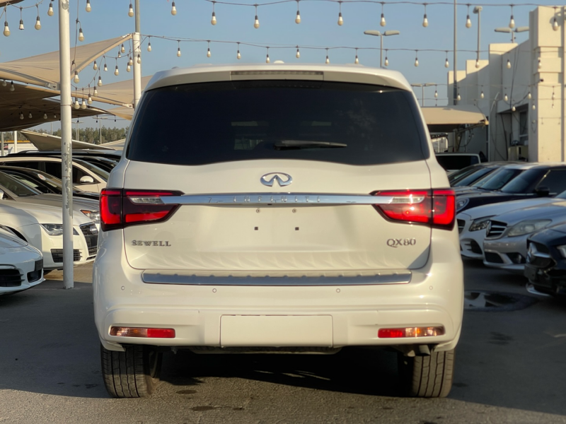 2019 Infiniti QX80 5.6 Liters naturally aspirated V8 Petrol Engine White Black SUV Automatic.