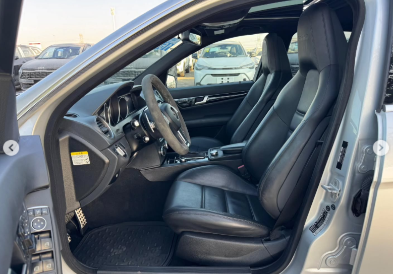 2014 Mercedes-Benz C63 AMG Edition 507 6.2 Liters Naturally Aspirated V8 Engine Silver Black Sedan