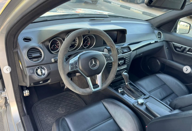 2014 Mercedes-Benz C63 AMG Edition 507 6.2 Liters Naturally Aspirated V8 Engine Silver Black Sedan