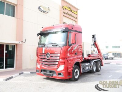 2016 Mercedes Actros 2548 6x2 Skip Loader 6 Cylinder Diesel Engine Automatic Red