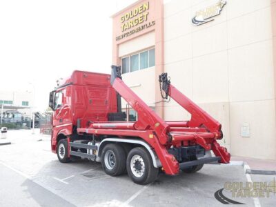 2016 Mercedes Actros 2548 6x2 Skip Loader 6 Cylinder Diesel Engine Automatic Red