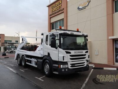 2014 SCANIA P370 6x2 Double Skip Loader 6 Cylinder Diesel Engine Automatic White