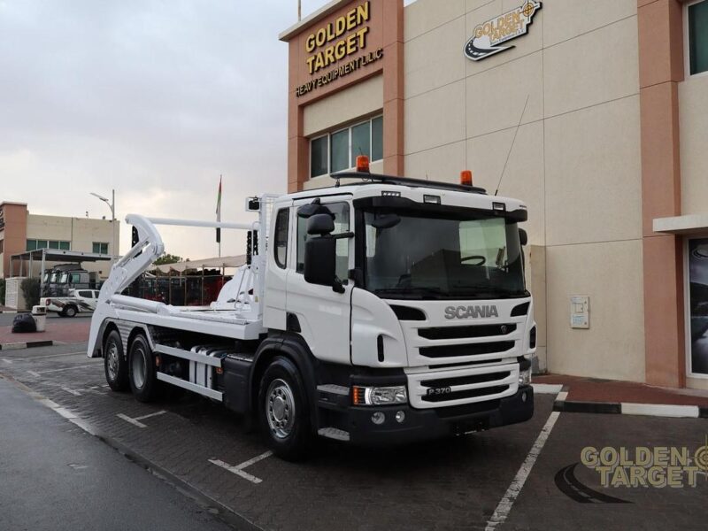 2014 SCANIA P370 6x2 Double Skip Loader 6 Cylinder Diesel Engine Automatic White