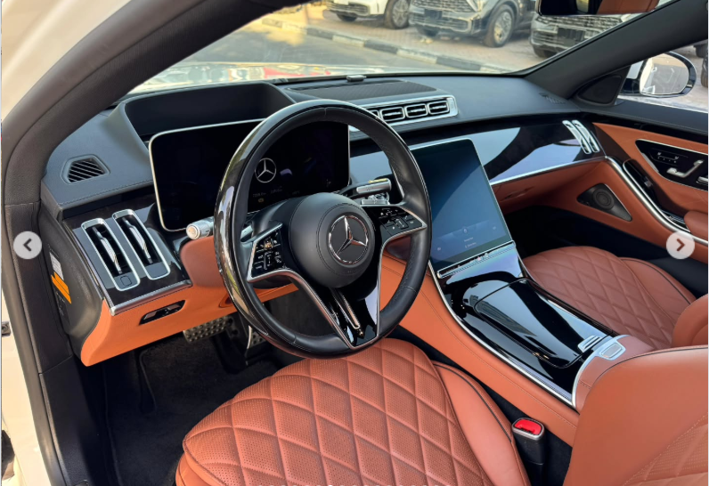 2022 Mercedes-Benz S500 LWB AMG 3.0L inline-6 turbocharged Engine White Orange Sedan AWD