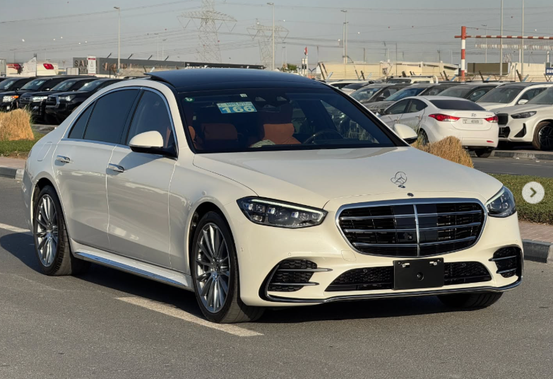 2022 Mercedes-Benz S500 LWB AMG 3.0L inline-6 turbocharged Engine White Orange Sedan AWD