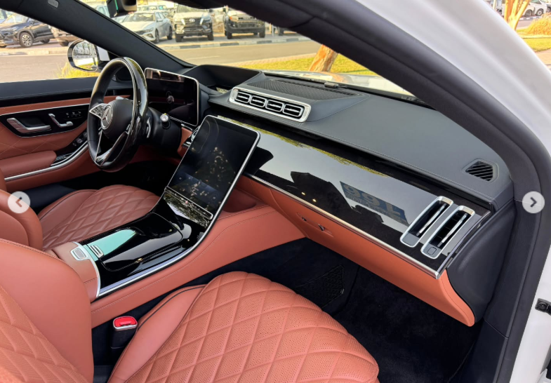 2022 Mercedes-Benz S500 LWB AMG 3.0L inline-6 turbocharged Engine White Orange Sedan AWD