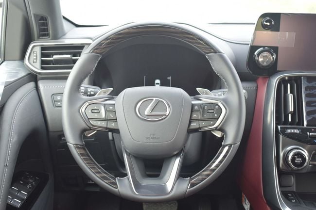 2025 Lexus LX 700h 3.5-liter twin-turbocharged V6 Hybrid Engine White Red SUV