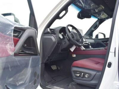 2025 Lexus LX 700h 3.5-liter twin-turbocharged V6 Hybrid Engine White Red SUV