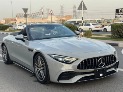 2023 Mercedes-AMG SL 43 2.0-liter turbocharged inline-four Engine Silver Black Convertible
