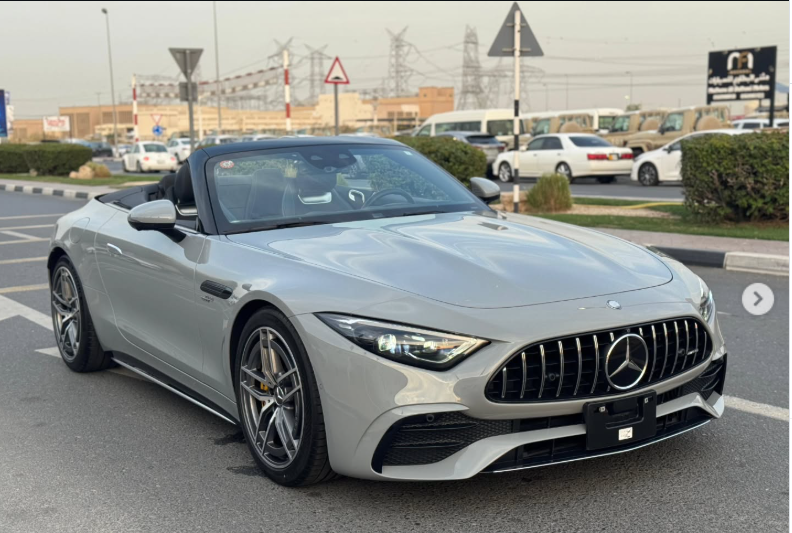 2023 Mercedes-AMG SL 43 2.0-liter turbocharged inline-four Engine Silver Black Convertible
